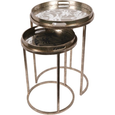 705370 Palm Tree Set Of 2 Side Tray Tables