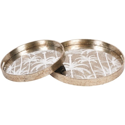 705371 Palm Tree Set Of 2 Trays