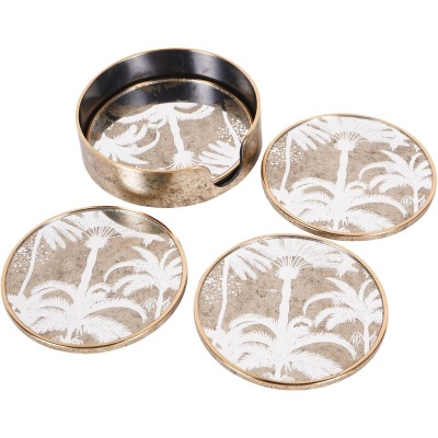 705372 A Palm Tree Round Coasters Set of 4