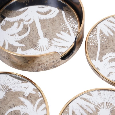 705372 C Palm Tree Round Coasters Set of 4