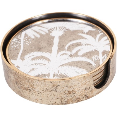 705372 Palm Tree Round Coasters Set of 4l