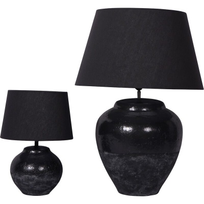 705478 G Skyline Black Terracotta Table Lamp with Shade Large E27 LED GLS