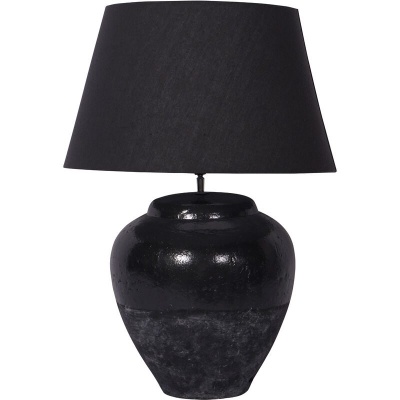 705478 Skyline Black Terracotta Table Lamp with Shade Large E27 LED GLS