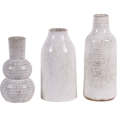 705519 G Laura Ashley White Lowick Stoneware Vase Small