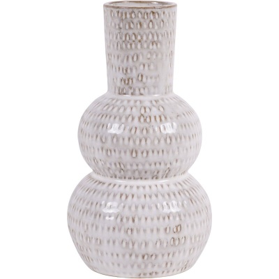 705519 Laura Ashley White Lowick Stoneware Vase Small