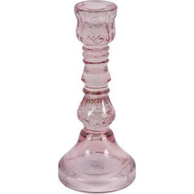 705653 Laura Ashley Pink Glass Candlestick