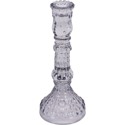 705655 Laura Ashley Light Grey Glass Candlestick
