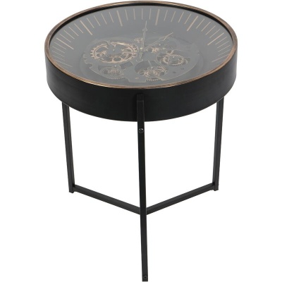 705890 A Palladium Side Table Clock with Moving Dials Black Gold