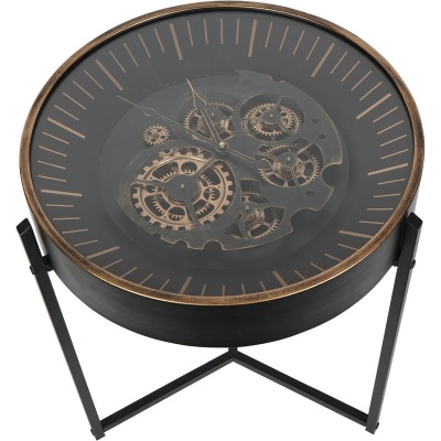 705890 B Palladium Side Table Clock with Moving Dials Black Gold