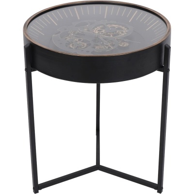 705890 Palladium Side Table Clock with Moving Dials Black Gold