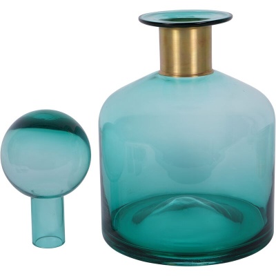 705927 B Jorum Collection Glass Bottle Wide with Lid Brass Detail