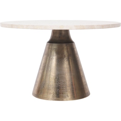 705937 A Clifton II Antique Brass and Light Travertine Coffee Table Small 60cm