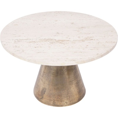705937 B Clifton II Antique Brass and Light Travertine Coffee Table Small 60cml