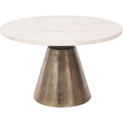 705937 Clifton II Antique Brass and Light Travertine Coffee Table Small 60cm
