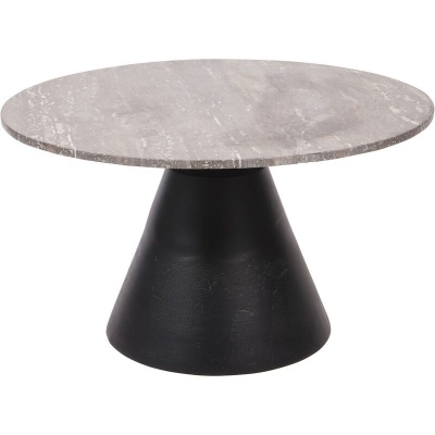 705940 Clifton II Charcoal Black and Dark Travertine Coffee Table Large 75cm