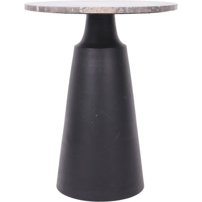 705942 A Clifton II Charcoal Black and Dark Travertine Side Table 40cm