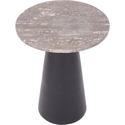 705942 B Clifton II Charcoal Black and Dark Travertine Side Table 40cm