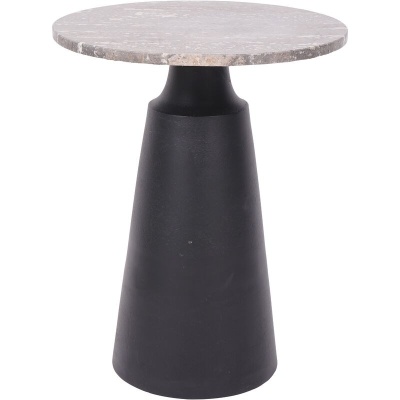 705942 Clifton II Charcoal Black and Dark Travertine Side Table 40cm