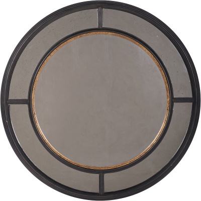 705998 Adelaide Antique Black Frame Round Mirror