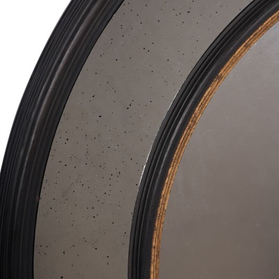 705998 C Adelaide Antique Black Frame Round Mirror