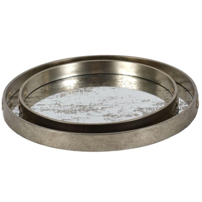 706149 A Laura Ashley Silver Set of Two Whinfell Mirrored Trays