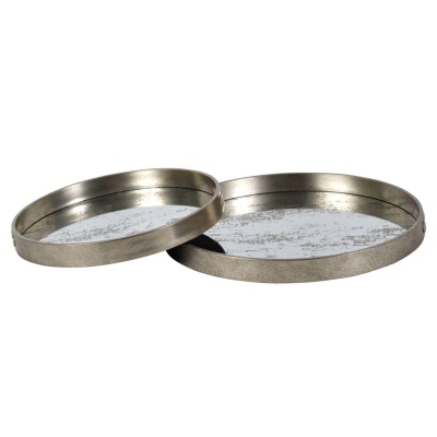 706149 Laura Ashley Silver Set of Two Whinfell Mirrored Trays