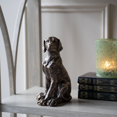 706151 E Laura Ashley Bronze Small Sitting Dog Sculpture